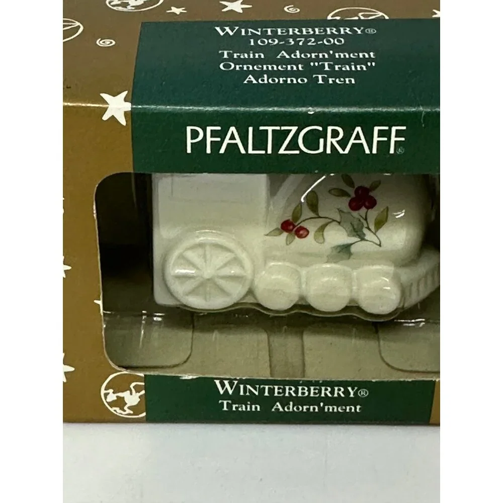 VTG 1999 Pfaltzgraff‎ Winterberry Train Ornament NIB Christmas Holiday Decor